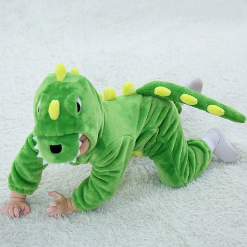 Vista 5 de LOLANTA Disfraz de dinosaurio para niños pequeños, unisex, de franela con capucha, mameluco de disfraz