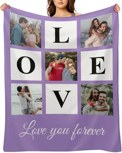 Vista 14 de Manta personalizada con fotos, texto, manta de franela personalizada para adultos, cumpleaños, Navidad, Halloween, Día del Padre, Día de la Madre