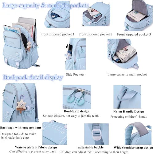 Vista 6 de Mfikaryi Mochila con ruedas para niñas, mochila con ruedas, Púrpura-2 Ruedas