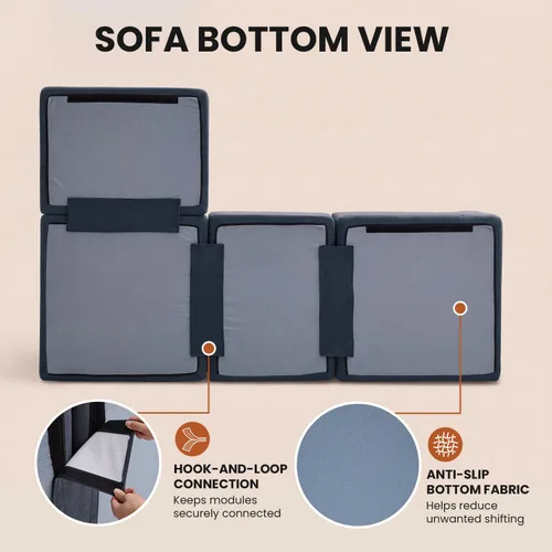 Vista 7 de Sofá de nube deshuesado de gran tamaño, sofá modular en forma de Azul