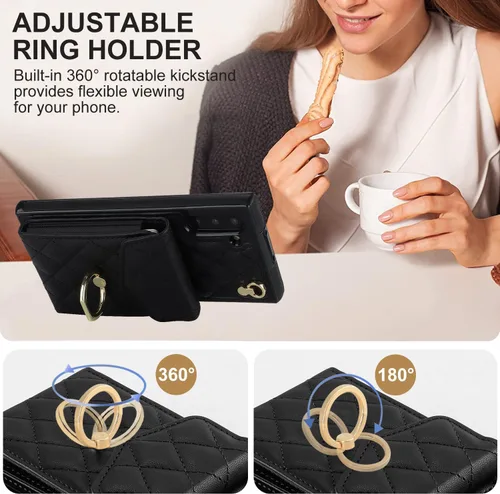 Vista 5 de Asuwish Funda de teléfono para Samsung Galaxy Note 10 5G con protector de pantalla de vidrio templado y correa para la muñeca, bloqueo RFID