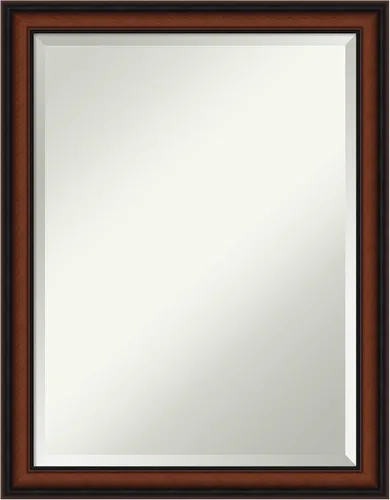 Vista 44 de Amanti Art Espejo de pared marrón de 26 x 22 pulgadas, espejo rectangular de baño de Alejandría marrón rústico para decoración de pared, sala