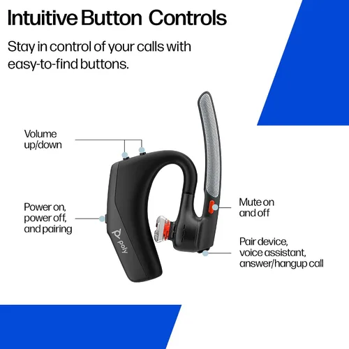 Vista 7 de Poly Voyager Legend 30 - Auriculares Bluetooth con micrófono - Boom discreto y 4 micrófonos con cancelación de ruido - Tecnología WindSmart