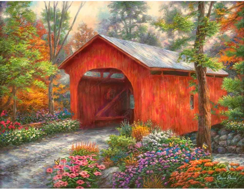 Vista 26 de DIAMOND ART CLUB - Juego de pintura con diamantes, lienzo de “Otoño en Leavenworth”, lienzo redondo 5D para principiantes, divertidas manualidades