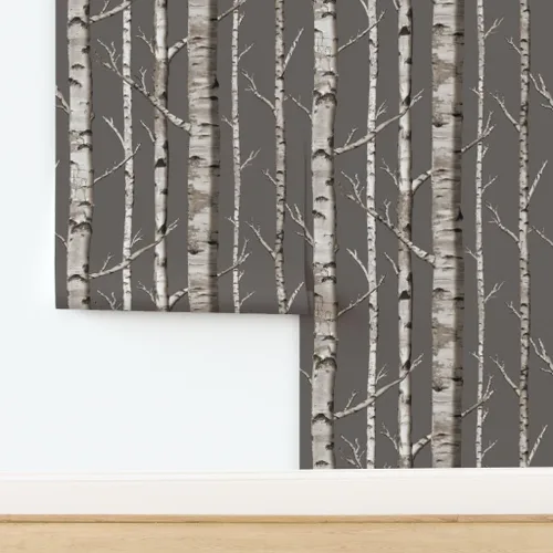 Vista 4 de Peel & Stick Wallpaper Swatch - Birch Grove Forest Woods Trees Rustic Custom Removable Wallpaper by Spoonflower