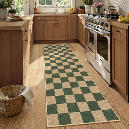 Vista 48 de Lahome Alfombra de yute a cuadros fácil 2'x3', alfombra pequeña para entrada, antideslizante, alfombra para la puerta delantera de la cocina