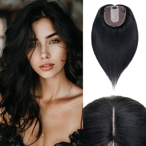 Vista 26 de Rich Choices Pelucas con topper de cabello para mujeres, cabello humano real 100% Remy, sin flequillo, para mujeres con adelgazamiento en la parte