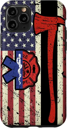 Vista 27 de Funda para iPhone 16 EMT Firefighter American Flag Patriot Paramedic Firefighter