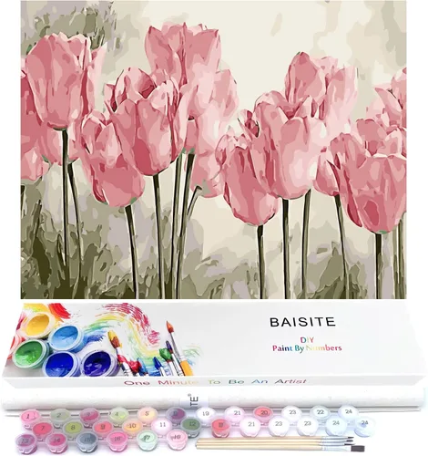Vista 66 de BAISITE 0304 - Kit de pintura por números para adultos principiantes; paquete de 2 lienzos de 8 pulgadas de ancho x 12 pulgadas de largo; caja