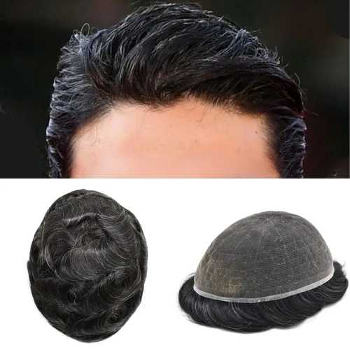 Vista 25 de Men Toupee Hairpiece Human Hair System Mens Hair Piece Bleached Knot Full Lace Toupee For Men Protesis Capilar Mens Toupee 6X8 1# Jet Black 100%