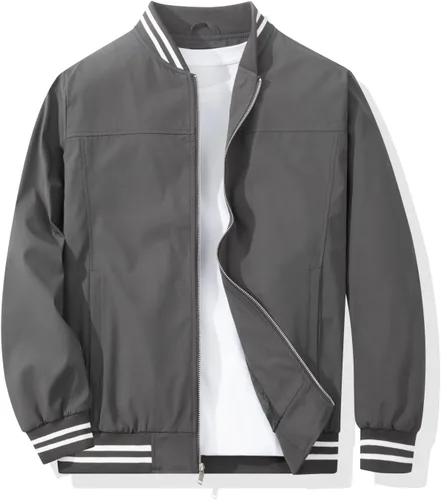 Vista 7 de Chaqueta bomber para hombre, casual, elegante, ligera, cortavientos, primavera, otoño, chaquetas de moda