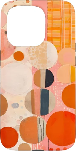 Vista 14 de iPhone 16 Abstract Boho Warm Orange and Pink Mid Century Modern Case