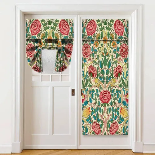 Vista 19 de Cortinas de puerta negras y rojas para ventanas de puerta, estampado de leopardo y cebra, cortinas de ventana para puerta de vidrio francesa
