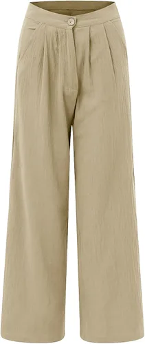 Vista 5 de DUOWEI Overol de pantalón para mujer, para boda, grande, liso, sin mangas, pantalones de algodón y lino, trajes casuales para mujer