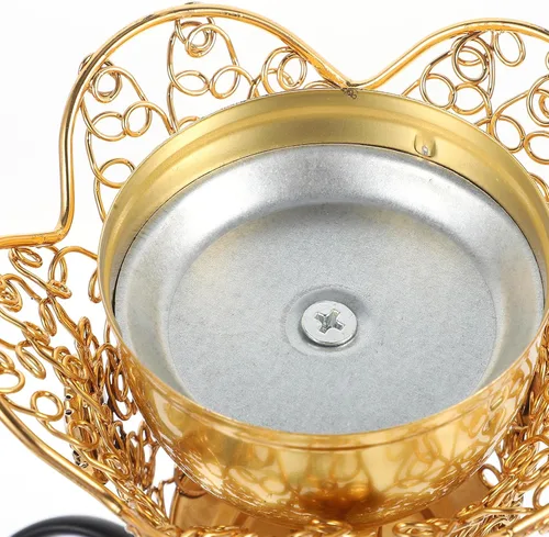 Vista 9 de Quemador de incienso eléctrico de metal, estilo de Oriente Medio, incensario eléctrico de mesa para hogar, oficina, yoga, spa, decoración de Dorado