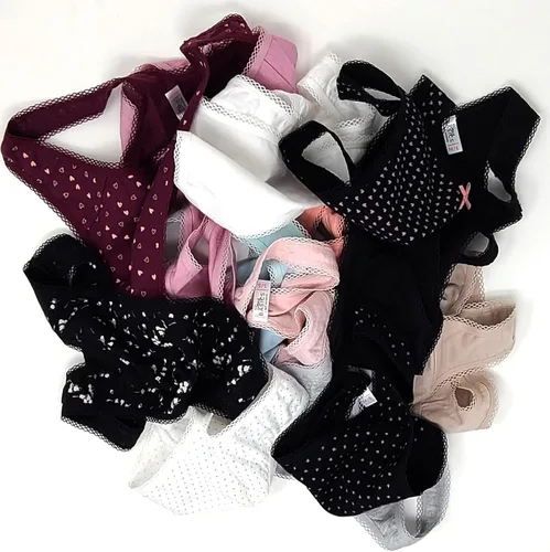 Vista 6 de Sexy Basics Paquete de 10 tangas con espalda en T para mujer ropa interior de algodón que no se ve en varios