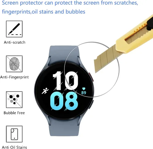 Vista 3 de Protector de pantalla de vidrio templado para Samsung Galaxy Watch 5 (1.732 pulgadas), antiarañazos, antihuellas, protector de pantalla HD