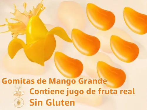 Vista 6 de MetaVita - Dulce de mango grande gomoso – Gomitas de mango pelables envueltas individualmente con puré real puro – Gomoso, sin gluten – Total 282g