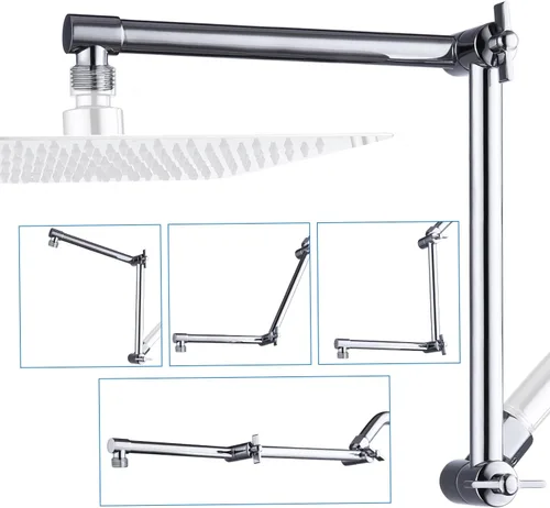 Vista 15 de G-Promise Brazo de Extensión para Cabezal de Ducha de 13 Pulgadas, Extensor de Latón Macizo Ajustable en Altura y Ángulo, Eleva o Baja la Ducha