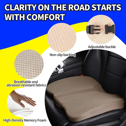 Vista 5 de Cojín de asiento de espuma viscoelástica de confort para asiento de conductor de automóvil, almohadilla de alivio del dolor de coxis (cóccix)