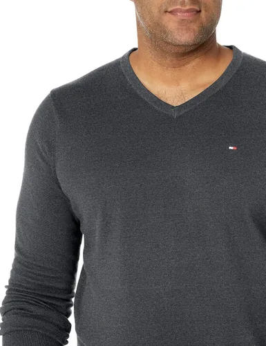 Vista 3 de Tommy Hilfiger Suéter esencial de algodón con cuello en V para hombre
