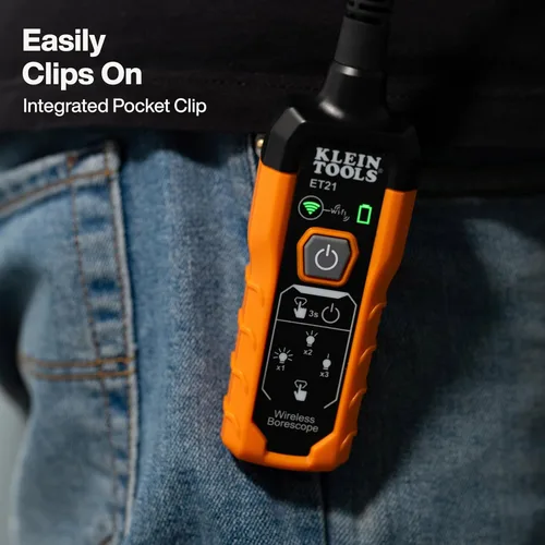 Vista 8 de Klein Tools ET21 Boroscopio WiFi con luz, cámara de inspección para iPhone y Android, cámara impermeable, IP67 clasificada, iluminación LED ajustable