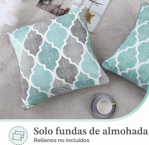 Vista 2 de Beauoop Paquete de 2 fundas de almohada para sofá, cama, sofá, casa rural, estampado de doble cara, patrón geométrico colorido enrejado marroquí