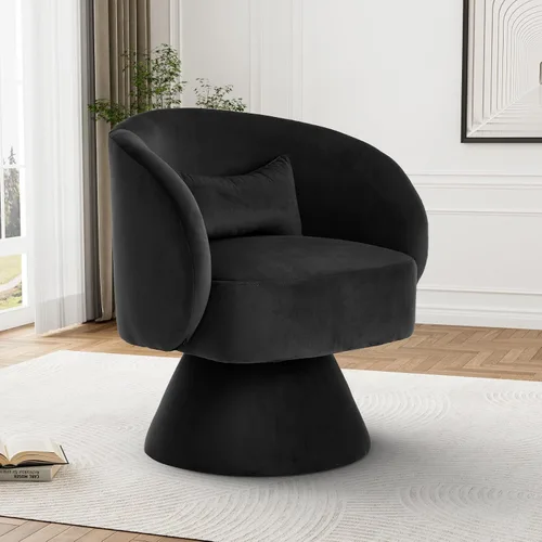 Vista 9 de Silla Giratoria de Barril, Sillas Giratorias de Acento Tapizadas para Acurrucarse para Sala de Estar, Cómodo Sillón Giratorio Redondo Pequeño