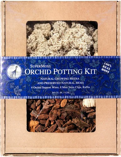 Vista 5 de SuperMoss (90509) Kit para macetas de orquídeas, juego completo de cuidado de orquídeas con musgo preservado, corteza de orquídea, clips florales
