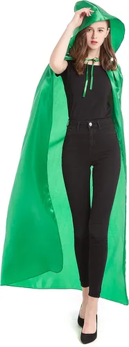 Vista 6 de Diffly Capa de satén con capucha de 59 pulgadas, unisex, capa de Halloween para mago de bruja diablo, Halloween, Navidad, cosplay