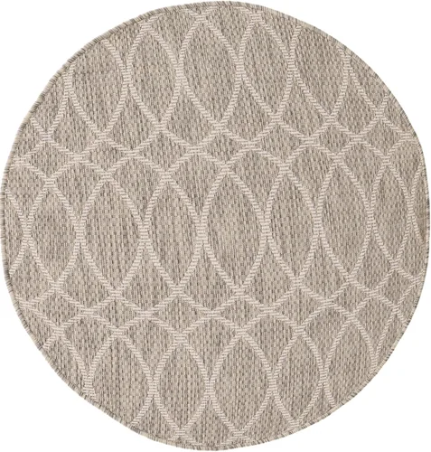 Vista 3 de Unique Loom Outdoor Trellis Collection - Alfombra de área (3 pies 1 pulgada, redonda, gris claro/marfil)