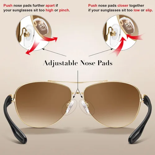 Vista 5 de Carfia Aviator Sunglasses for Women Polarized UV Protection Classic Driving Sun Glasses Outdoor Ladies Sunnies Metal Frame