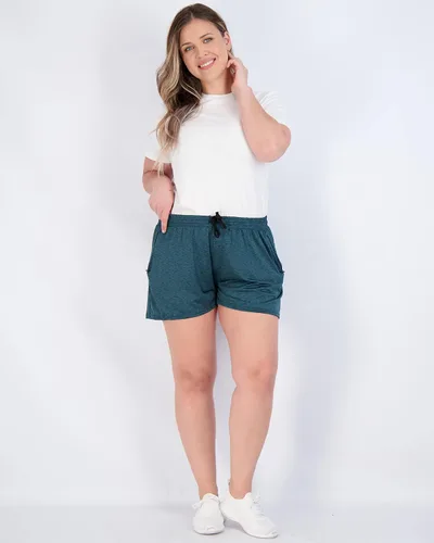 Vista 4 de Real Essentials - Paquete de 4 unidades pantalones cortos deportivos para mujer con bolsillos con cremallera (disponible en tallas grandes)