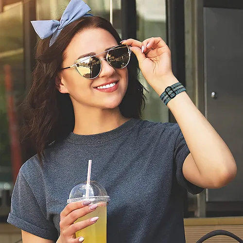 Vista 6 de Maledan Paquete de 3 correas elásticas compatibles con Fitbit Versa 2 bandas para mujeres y hombres, correas elásticas ajustables de nailon