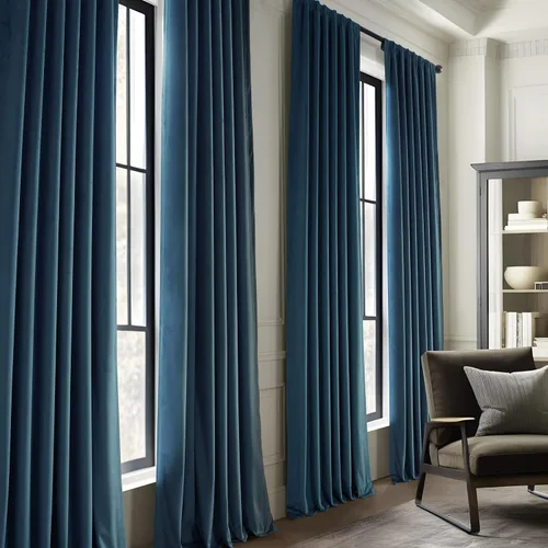 Vista 3 de HPD Half Price Drapes Cortinas Básicas de Terciopelo Deluxe para Oscurecer Habitaciones con Bolsillo para Varilla - Juego de 2 Paneles - Cortinas