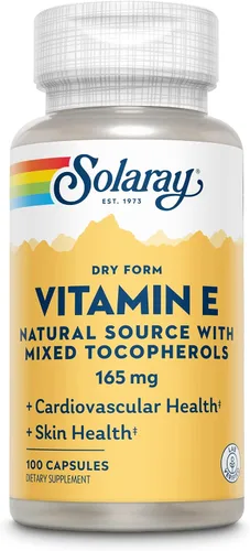 Vista 4 de SOLARAY Vitamina E, seca 200 UI con tocoferoles mixtos Función cardíaca saludable y apoyo para la salud de la piel 100