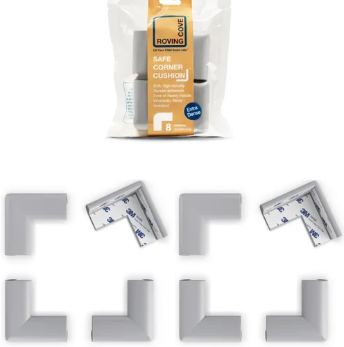 Vista 14 de Roving Cove HeftyFit - Protector de esquina para bebé (4 esquinas grandes), protectores de goma suave de espuma de goma para muebles, adhesivo 3M