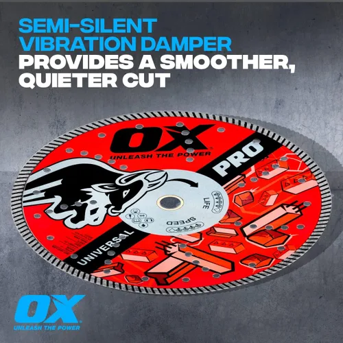 Vista 5 de OX Herramientas 4" Universal Superfast Diamond Blade 7/8" - 5/8" Bore