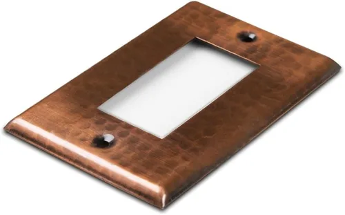 Vista 6 de Monarch Abode placa de pared basculante de una banda, placa de pared de cobre puro martillado a mano para un solo interruptor, cubierta decorativa