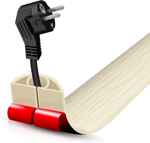 Vista 70 de Cubierta autoadhesiva para cables de suelo, gestión de cables de 3.3 pies, protector de tira de extensión para cables, evita tropiezos de cables