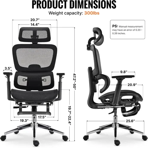 Vista 3 de Silla de oficina ergonómica, silla de escritorio de malla para el hogar, cómoda silla de juegos con reposapiés, ruedas, reposacabezas 2D ajustable