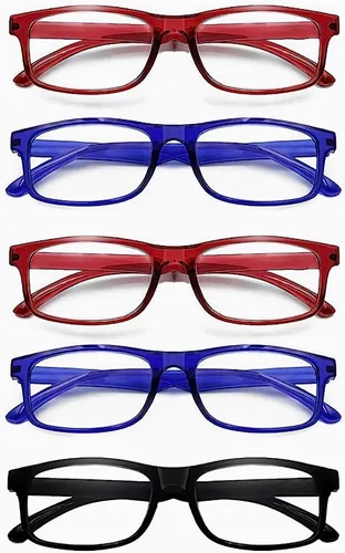 Vista 9 de Paquete de 5 lentes de lectura con bloqueo de luz azul, lentes de lectura para mujeres y hombres, filtro antirayos ultravioleta/reflejo, anteojos