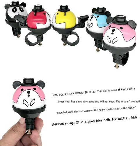 Vista 4 de Campanas de bicicleta para niños, personalidad cortada de dibujos animados panda de alto decibelio campanas de ciclismo fuerte y nítido sonido claro
