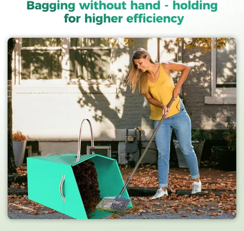 Vista 7 de Leaf Collector & Reusable Yard Waste Bag, 40 Gallon Dustpan-Type Collapsible, Portable, Adjustable Handle, Garden Lawn Clean Up, Leaf Collector