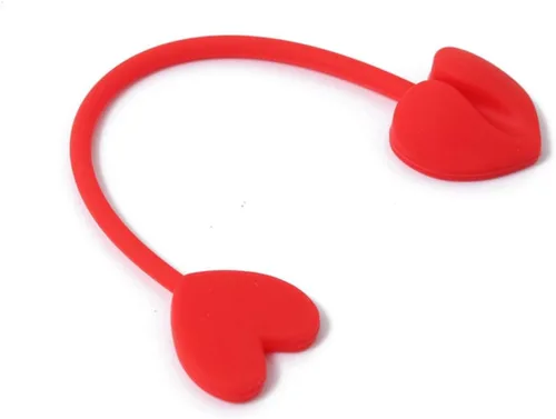 Vista 9 de STOBAZA Juego de 5 lazos reutilizables con forma de corazón de silicona, clip para pan, fácil de usar al azar