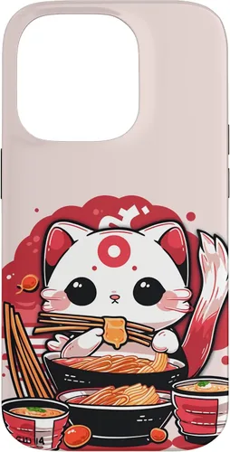 Vista 17 de iPhone 16 Japanese Cat Eating Ramen Cute Kawaii Cat Case