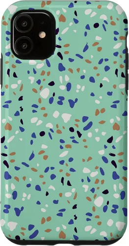 Vista 8 de Fun Vintage Green, Blue, White and Black Terrazzo Case for iPhone 16