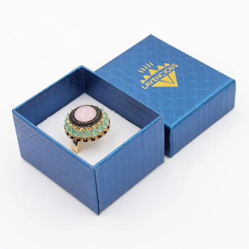 Vista 7 de Lavencious Anillo de cuarzo rosa con diseño vintage de lujo con circonita cúbica AAA para mujer