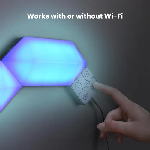 Vista 4 de Feit Electric Luces LED Inteligentes Hexagonales de Azulejos, 7" Cada Una, Conectables, Persecución de Color RGBW, WiFi de 2.4GHZ Habilitado