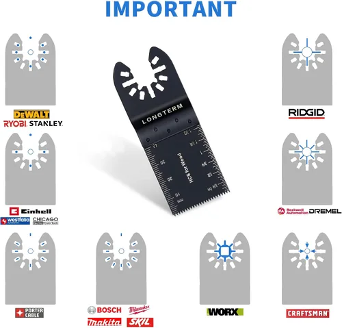 Vista 7 de LONGTERM 100 piezas de hojas oscilantes de madera de dientes largos, OIS de liberación rápida, para madera dura/madera blanda/MDF/madera